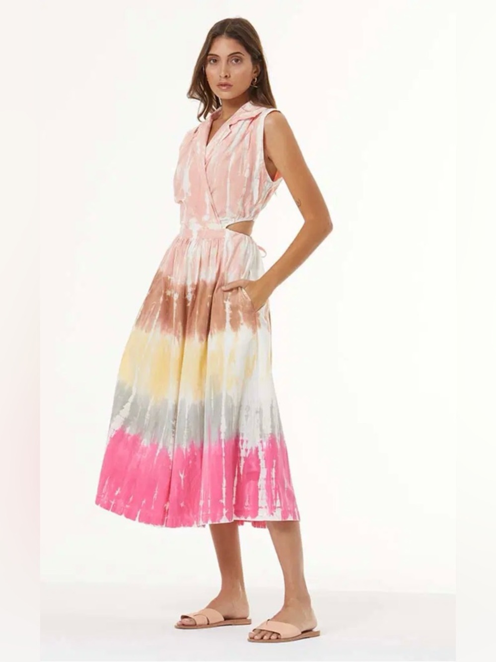 Young Fabulous & Broke Pink Tie-Dye Midi Dress